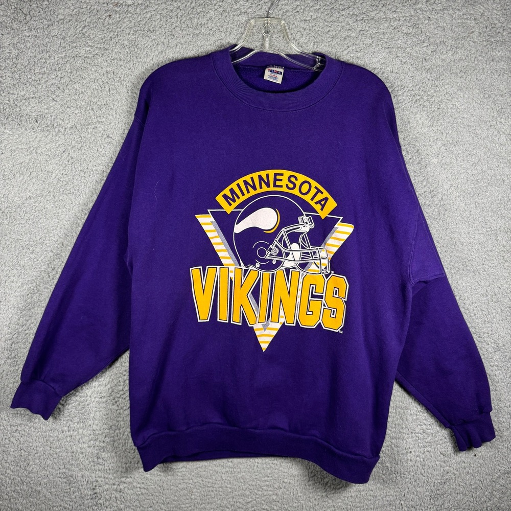 Vintage Minnesota Vikings Trench USA Purple Sweatshirt XL NFL 90s Made in USA